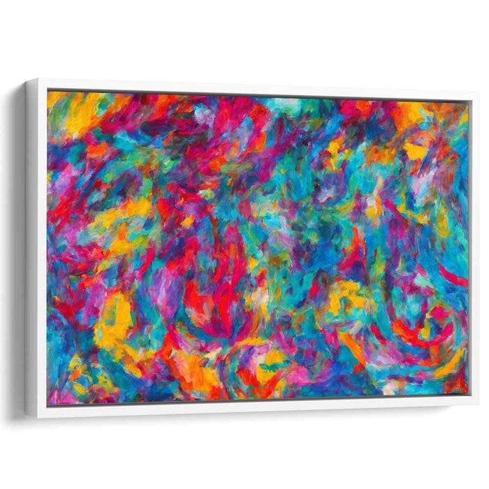 Vivid Burst Melody: Abstract Expressionist Color Explosion Canvas Art Print