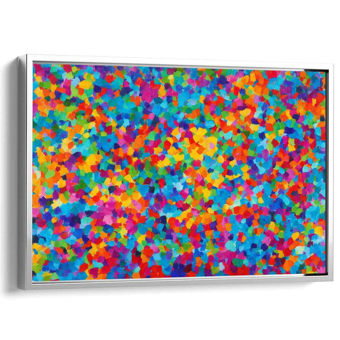Colorful Dots Dance Freely: Vibrant Abstract Pointillist Canvas Art