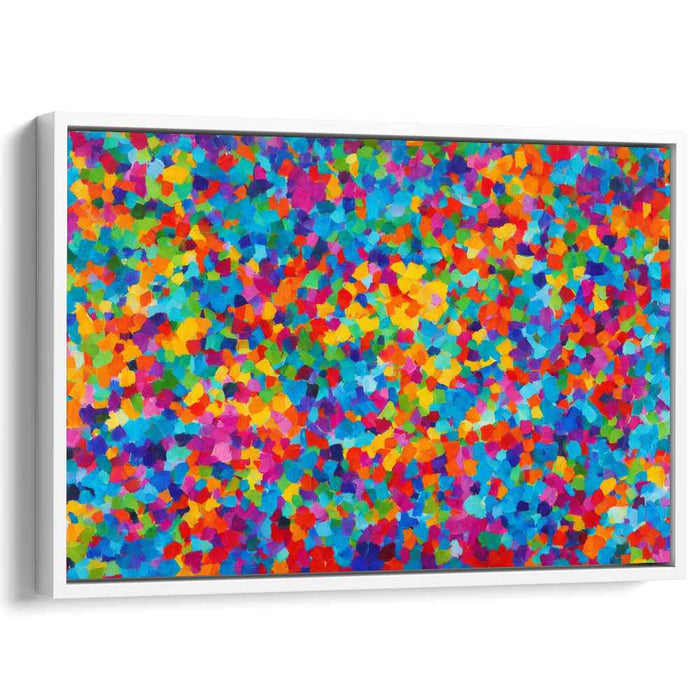 Colorful Dots Dance Freely: Vibrant Abstract Pointillist Canvas Art