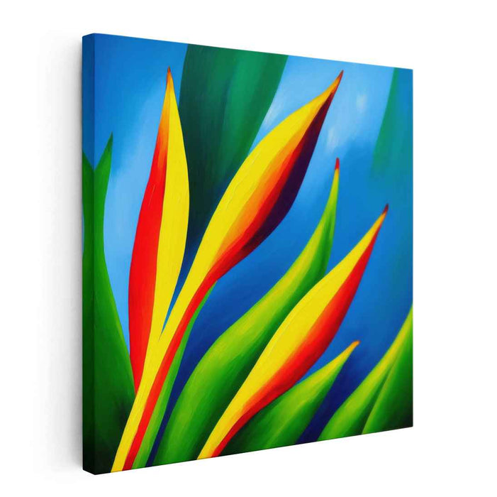 Tropical Exotic Plumage Dance: Vibrant Bird-of-Paradise Canvas Art Print