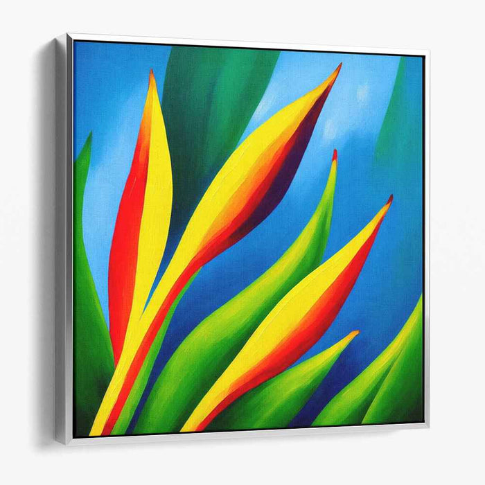 Tropical Exotic Plumage Dance: Vibrant Bird-of-Paradise Canvas Art Print