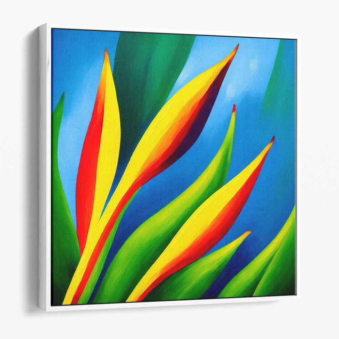 Tropical Exotic Plumage Dance: Vibrant Bird-of-Paradise Canvas Art Print