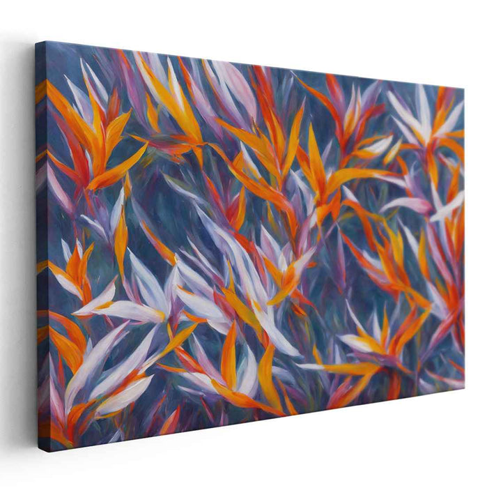 Fluttering Petal Plumage: Vibrant Bird-of-Paradise Floral Canvas Art Print