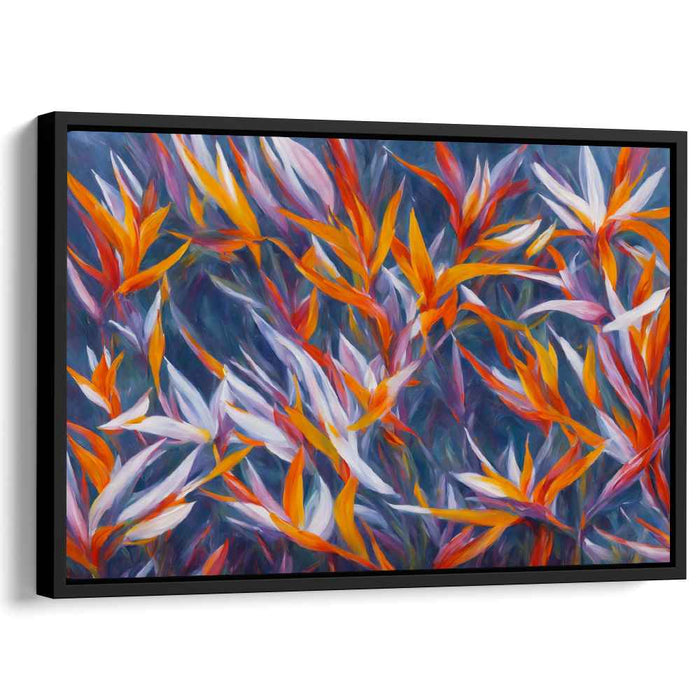 Fluttering Petal Plumage: Vibrant Bird-of-Paradise Floral Canvas Art Print