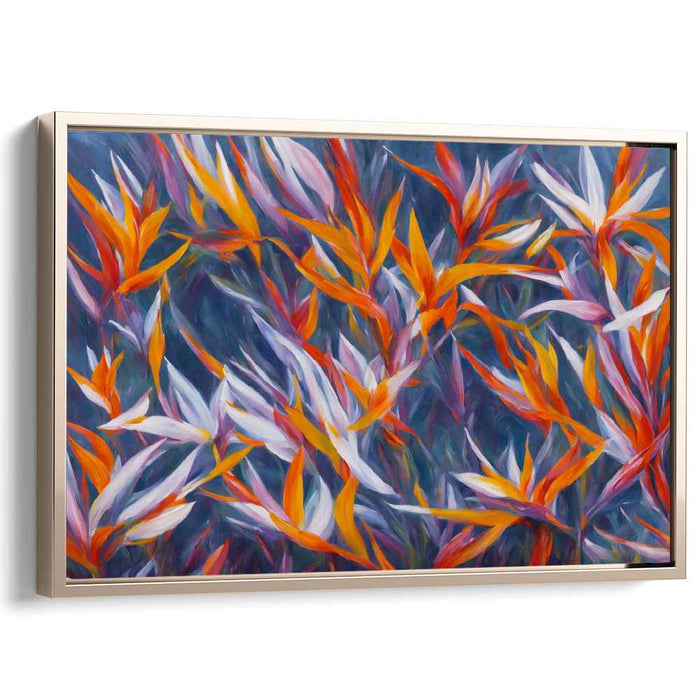 Fluttering Petal Plumage: Vibrant Bird-of-Paradise Floral Canvas Art Print