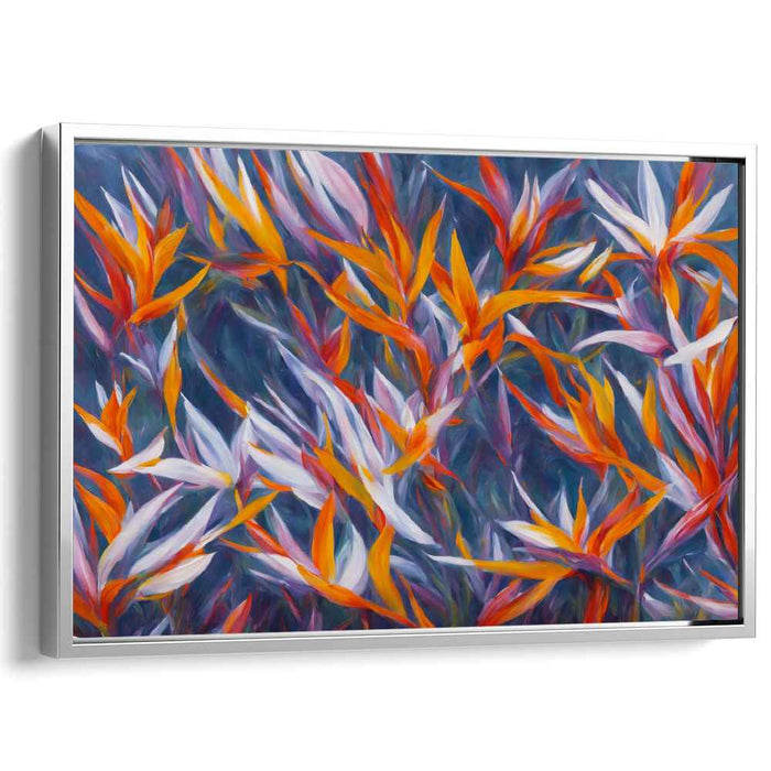 Fluttering Petal Plumage: Vibrant Bird-of-Paradise Floral Canvas Art Print