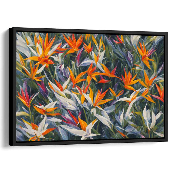Feathered Bloom Symphony: Bird of Paradise Floral Impressionism Canvas Art