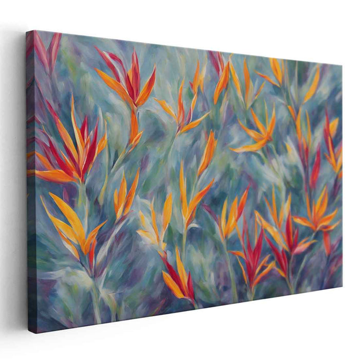 Jungle Mosaic: Lush Heliconia Paradise Canvas Art
