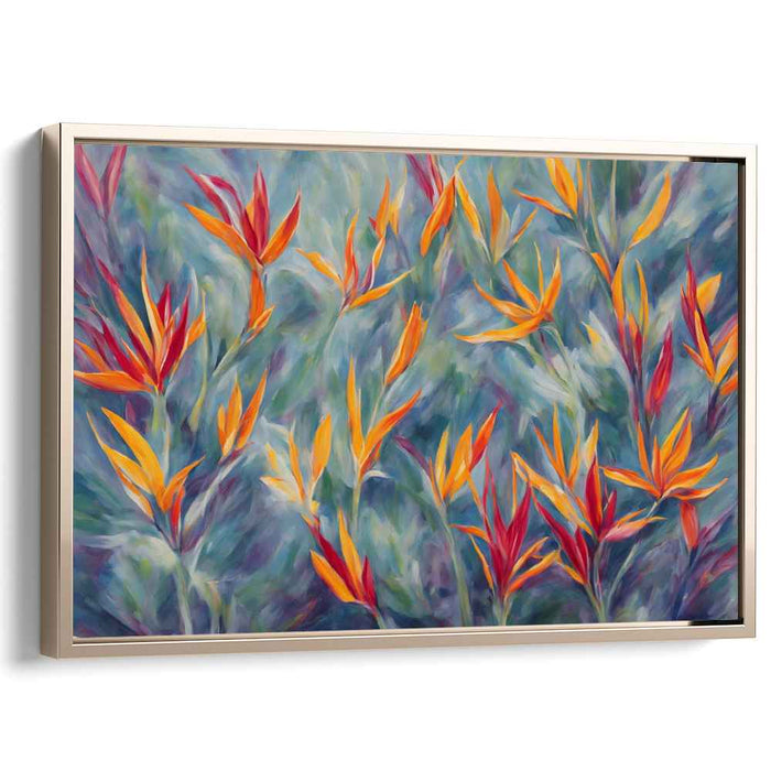 Jungle Mosaic: Lush Heliconia Paradise Canvas Art