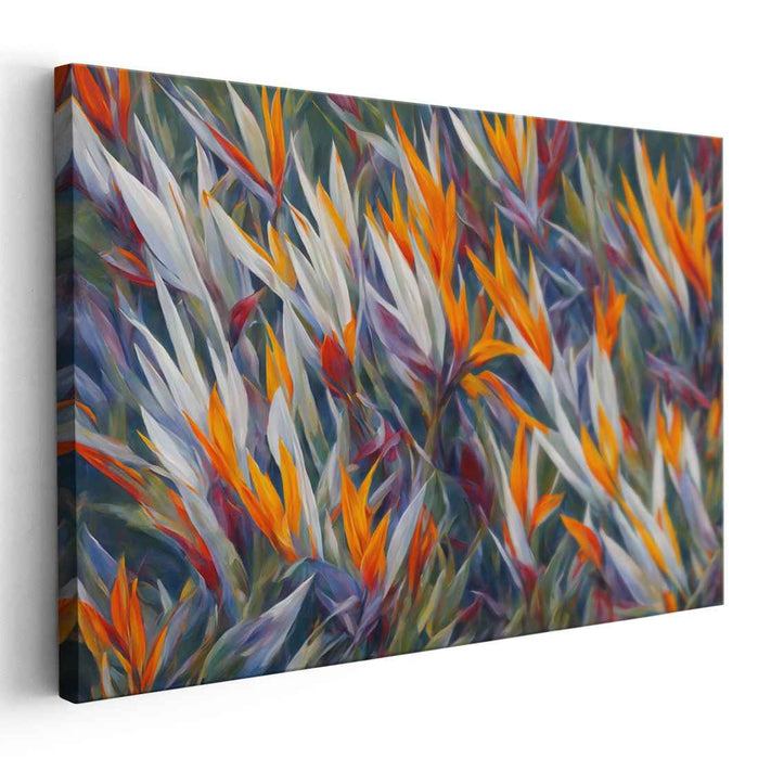 Floral Flamenco: Lively Dance of Bird of Paradise Flowers Canvas Art