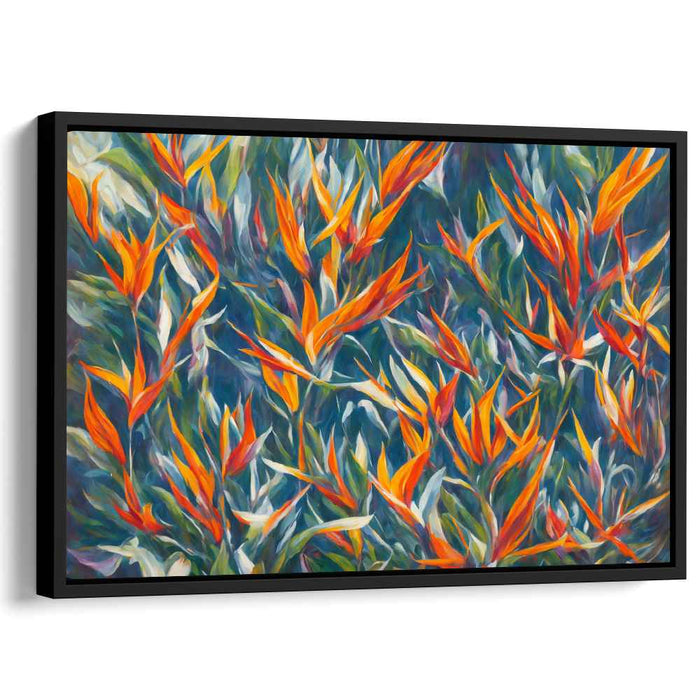 Flaming Botanicals: Lush Tropical Garden Canvas Art