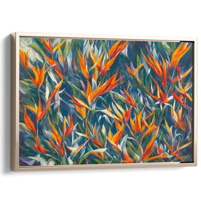 Flaming Botanicals: Lush Tropical Garden Canvas Art