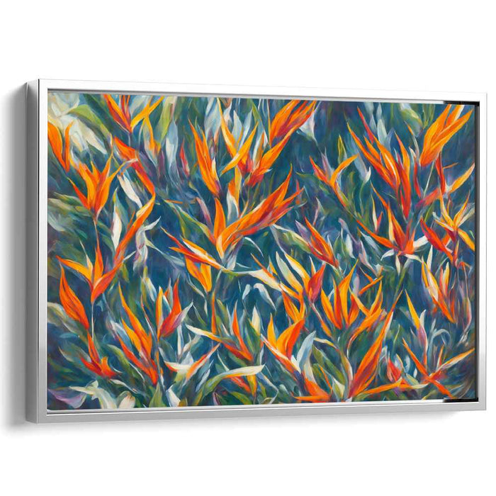 Flaming Botanicals: Lush Tropical Garden Canvas Art