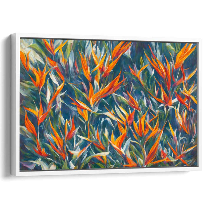 Flaming Botanicals: Lush Tropical Garden Canvas Art