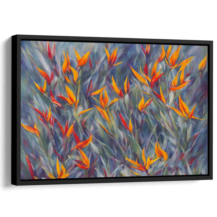Avian Watercolor Symphony: Impressionist Bird of Paradise Floral Canvas Art Print