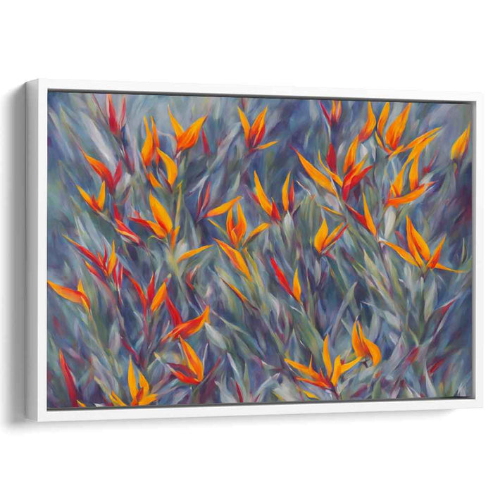 Avian Watercolor Symphony: Impressionist Bird of Paradise Floral Canvas Art Print