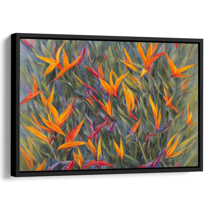 Flaming Flora: A Lush Dance of Heliconias Canvas Art Print
