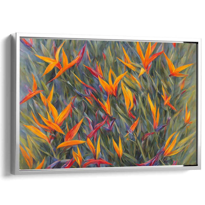 Flaming Flora: A Lush Dance of Heliconias Canvas Art Print