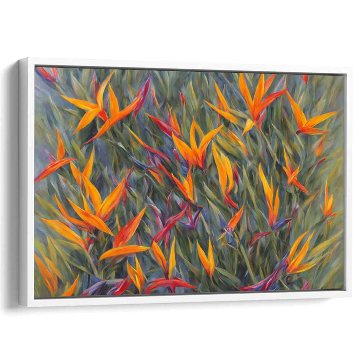 Flaming Flora: A Lush Dance of Heliconias Canvas Art Print