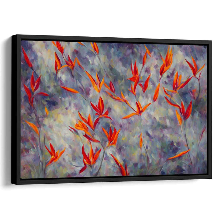 Paradise Fly Brushstrokes Symphony: Vibrant Bird of Paradise Impressionist Canvas Art Print