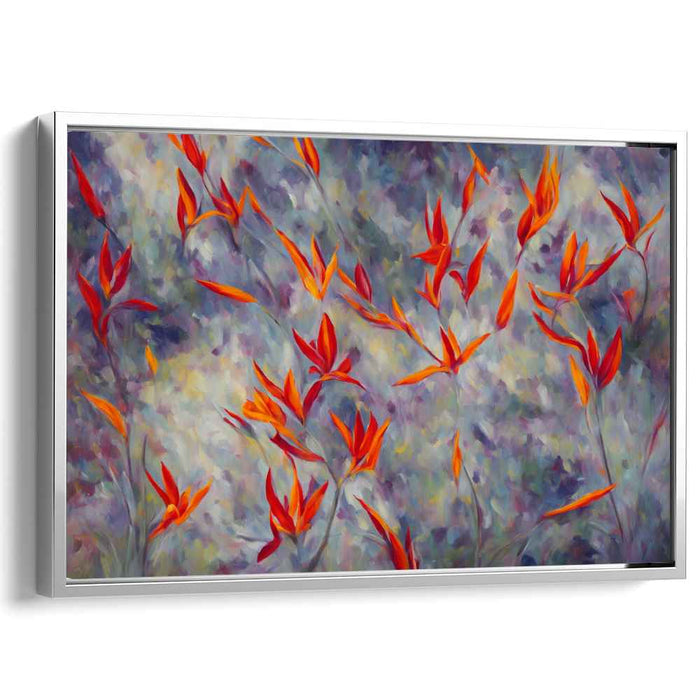 Paradise Fly Brushstrokes Symphony: Vibrant Bird of Paradise Impressionist Canvas Art Print