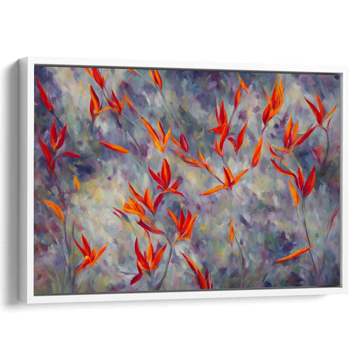 Paradise Fly Brushstrokes Symphony: Vibrant Bird of Paradise Impressionist Canvas Art Print