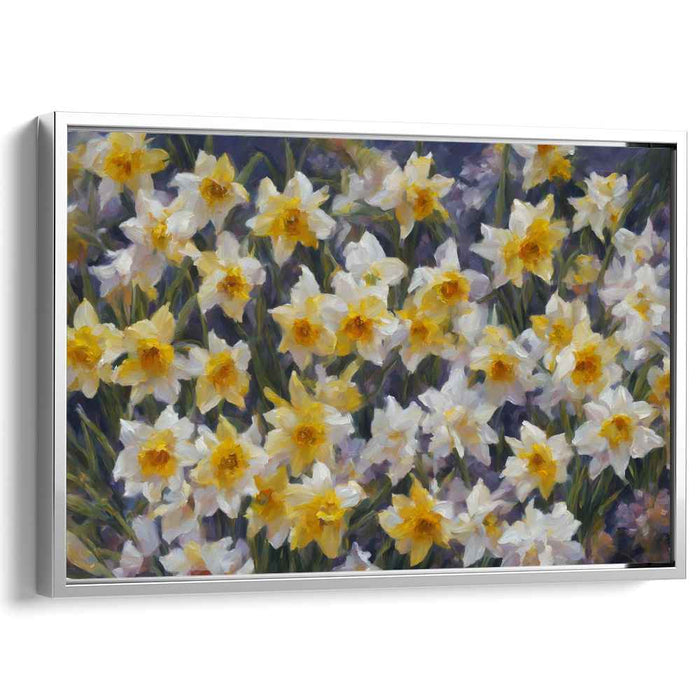 Dancing Sunbeams Symphony: Luminous Daffodil Meadow Impressionist Canvas Art Print