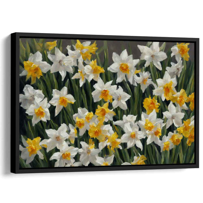 Dreaming in Yellow Meadows: Impressionist Daffodil Field Canvas Art Print