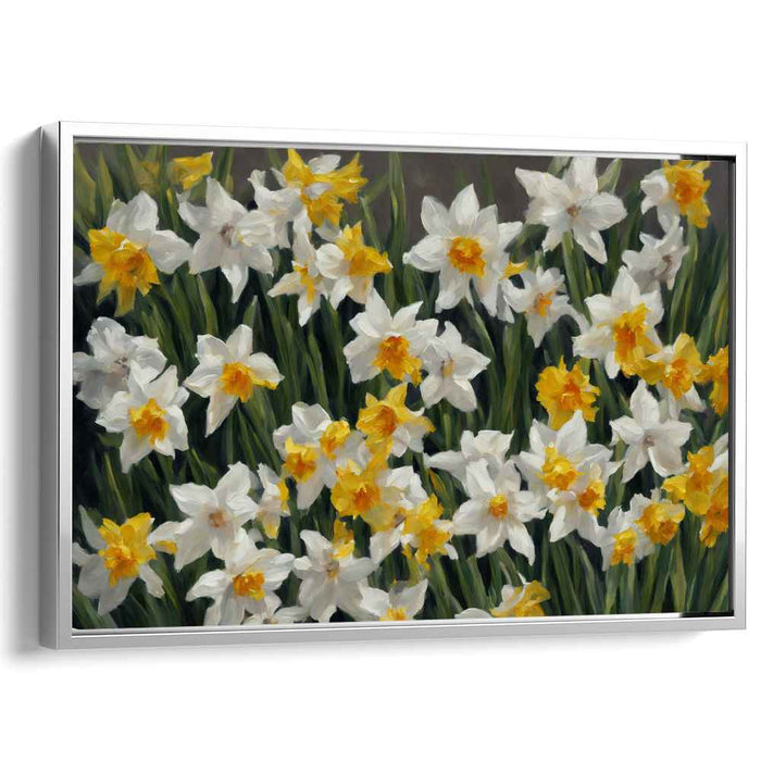 Dreaming in Yellow Meadows: Impressionist Daffodil Field Canvas Art Print
