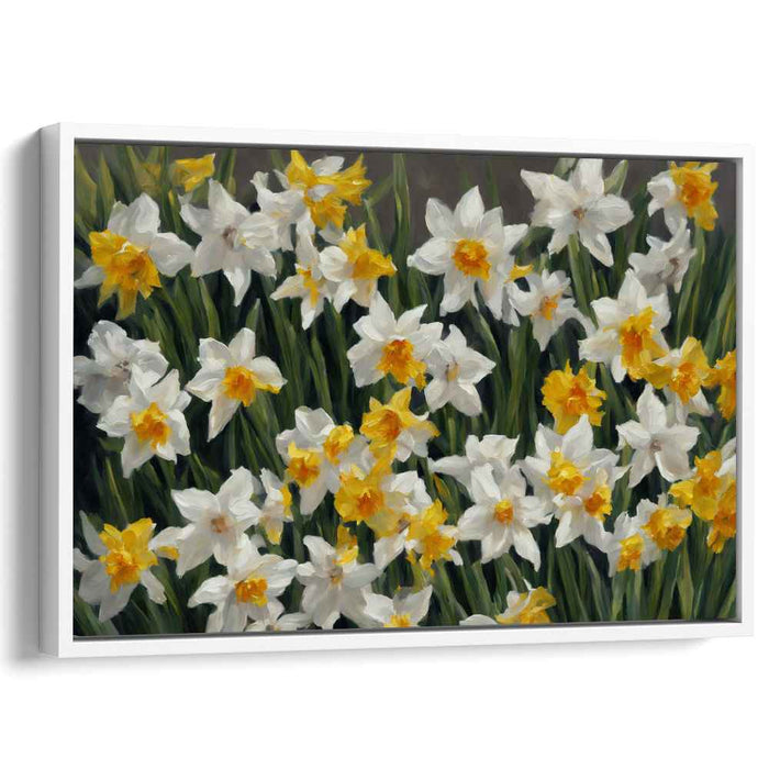 Dreaming in Yellow Meadows: Impressionist Daffodil Field Canvas Art Print