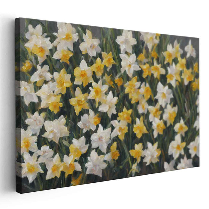 Sunny Petal Tapestry: Vibrant Daffodil Field Canvas Art Print