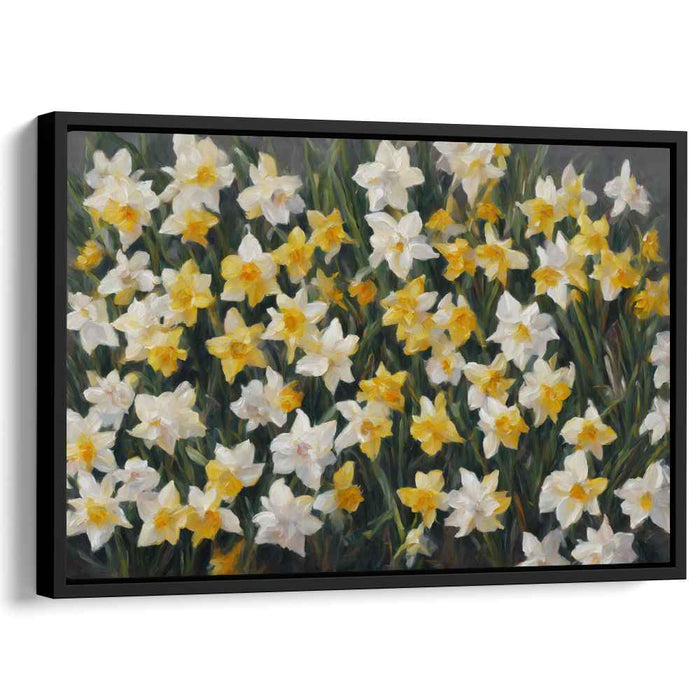 Sunny Petal Tapestry: Vibrant Daffodil Field Canvas Art Print