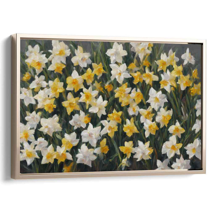 Sunny Petal Tapestry: Vibrant Daffodil Field Canvas Art Print