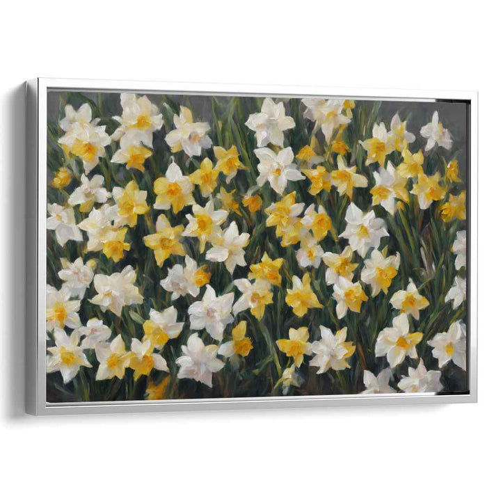 Sunny Petal Tapestry: Vibrant Daffodil Field Canvas Art Print
