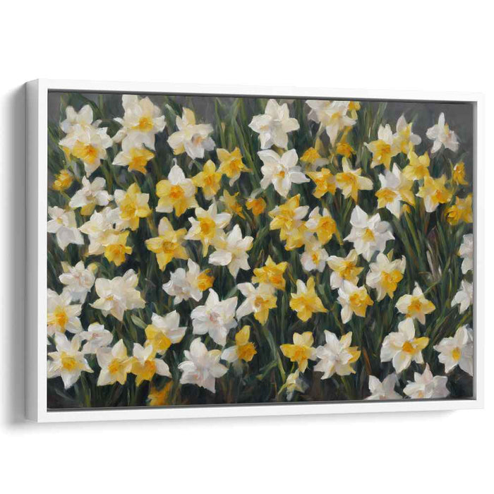 Sunny Petal Tapestry: Vibrant Daffodil Field Canvas Art Print