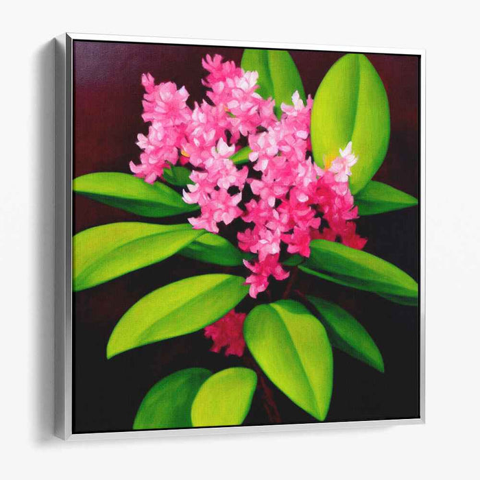 Whispering Petals Dance in Forest: Vibrant Pink Blooms on Green Foliage Canvas Art Print