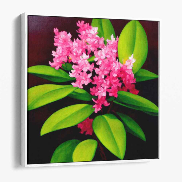 Whispering Petals Dance in Forest: Vibrant Pink Blooms on Green Foliage Canvas Art Print