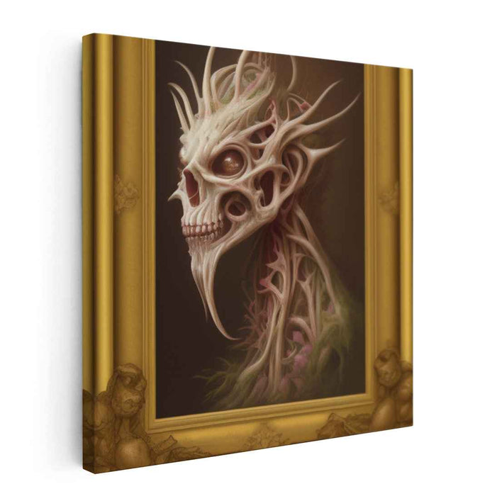 Ethereal Decay: Surreal Dark Fantasy Skull Canvas Art Print