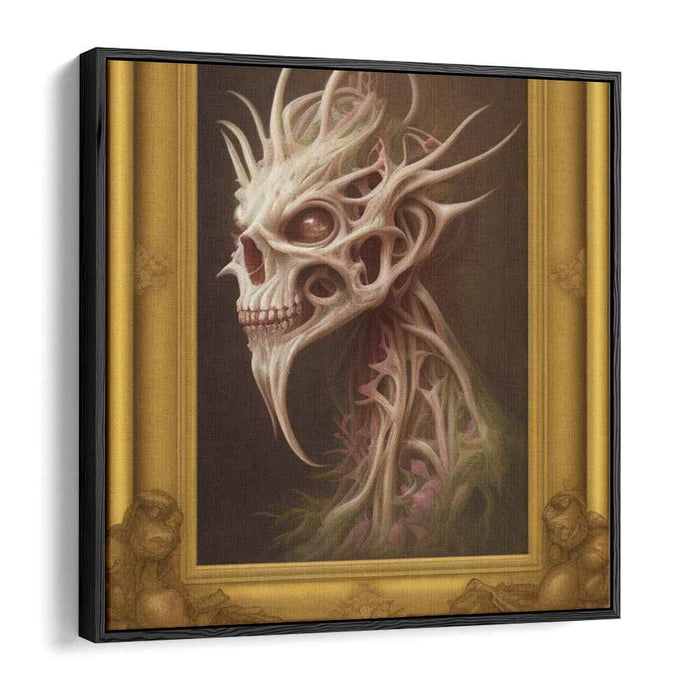 Ethereal Decay: Surreal Dark Fantasy Skull Canvas Art Print
