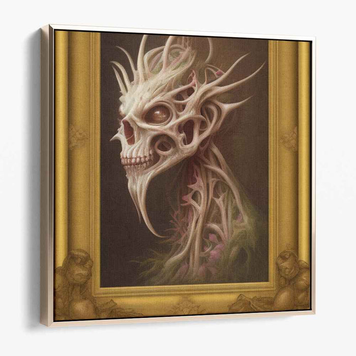 Ethereal Decay: Surreal Dark Fantasy Skull Canvas Art Print