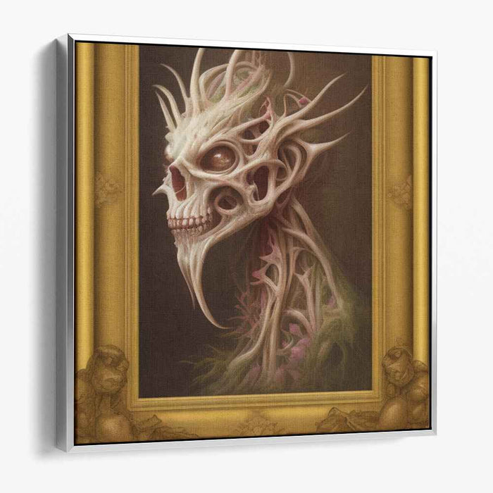 Ethereal Decay: Surreal Dark Fantasy Skull Canvas Art Print