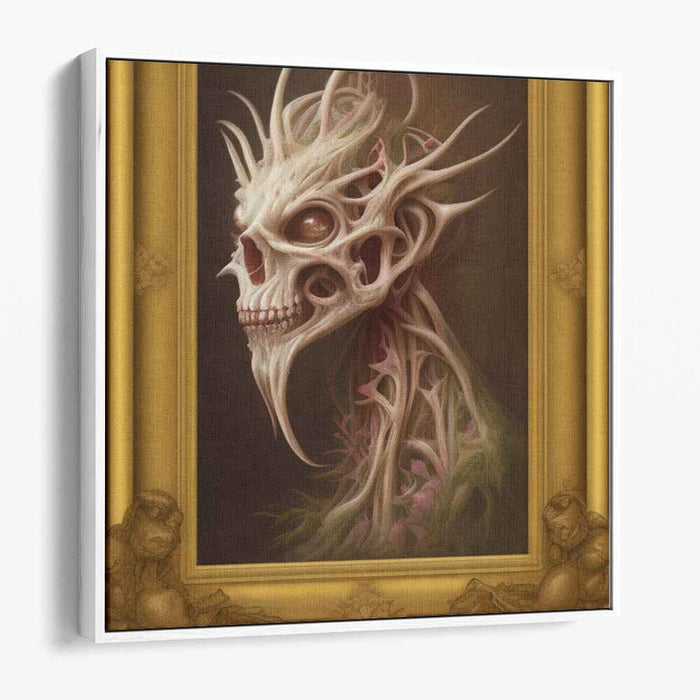 Ethereal Decay: Surreal Dark Fantasy Skull Canvas Art Print