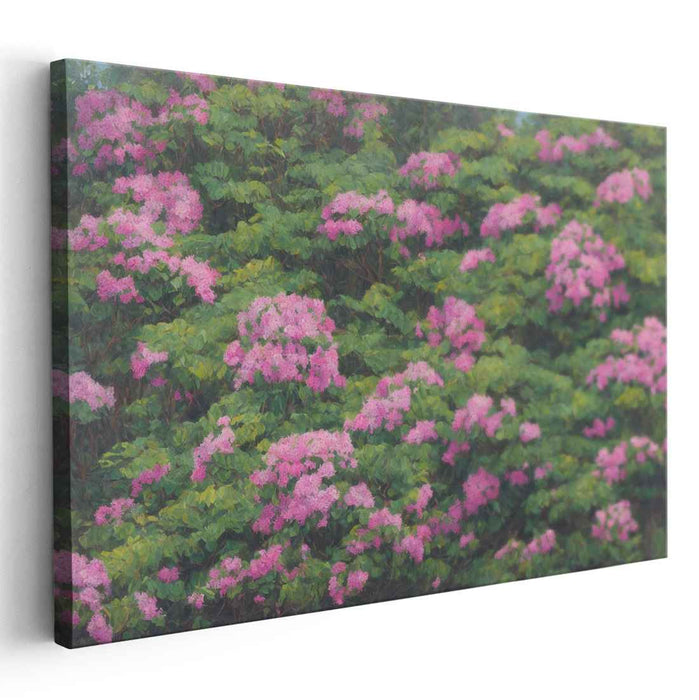 Whispers of Floral Bliss: Lush Pink Hydrangea Garden Canvas Art