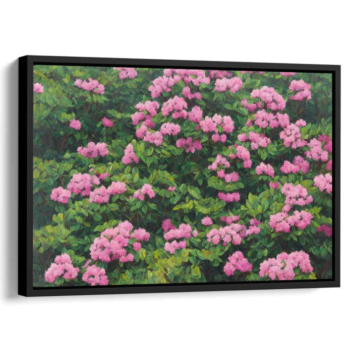 Blushing Blossoms Haven: Lush Pink Hydrangea Garden Canvas Art
