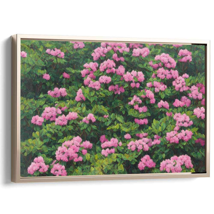 Blushing Blossoms Haven: Lush Pink Hydrangea Garden Canvas Art