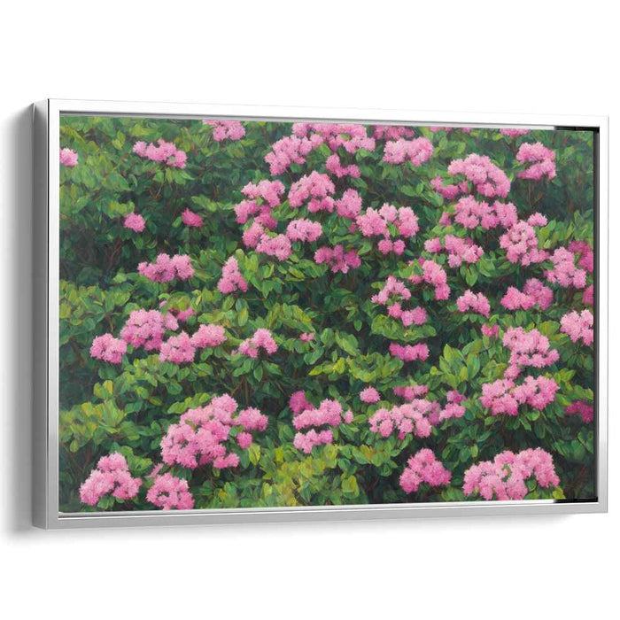Blushing Blossoms Haven: Lush Pink Hydrangea Garden Canvas Art