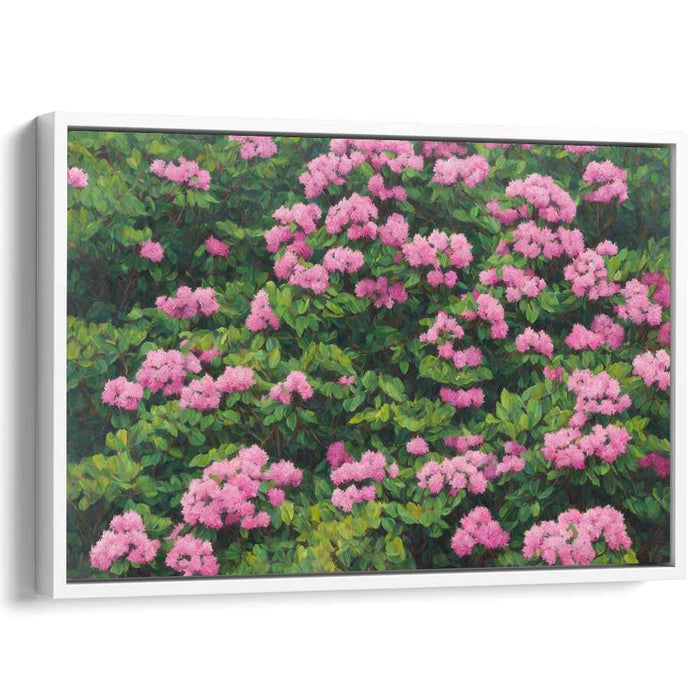 Blushing Blossoms Haven: Lush Pink Hydrangea Garden Canvas Art