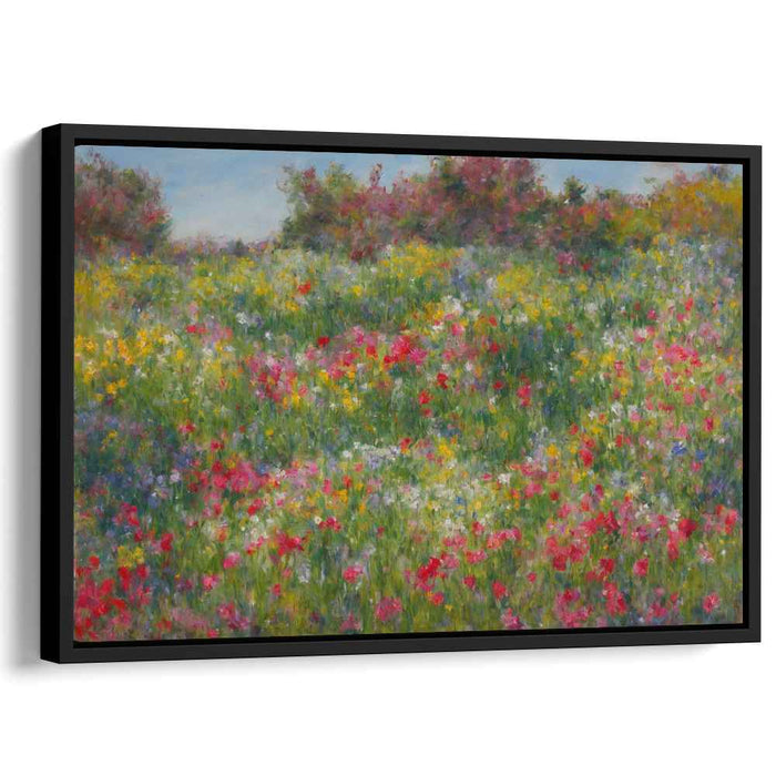 Canvas Meadow Whispers: Impressionist Wildflower Landscape Canvas Art Print