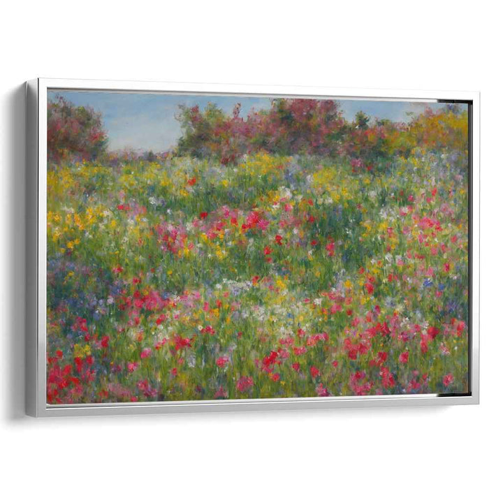 Canvas Meadow Whispers: Impressionist Wildflower Landscape Canvas Art Print