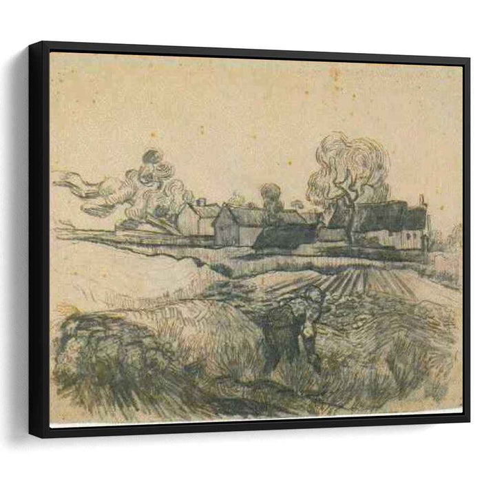 Cottages with a Woman Working in the Foreground (1890) by Vincent van Gogh